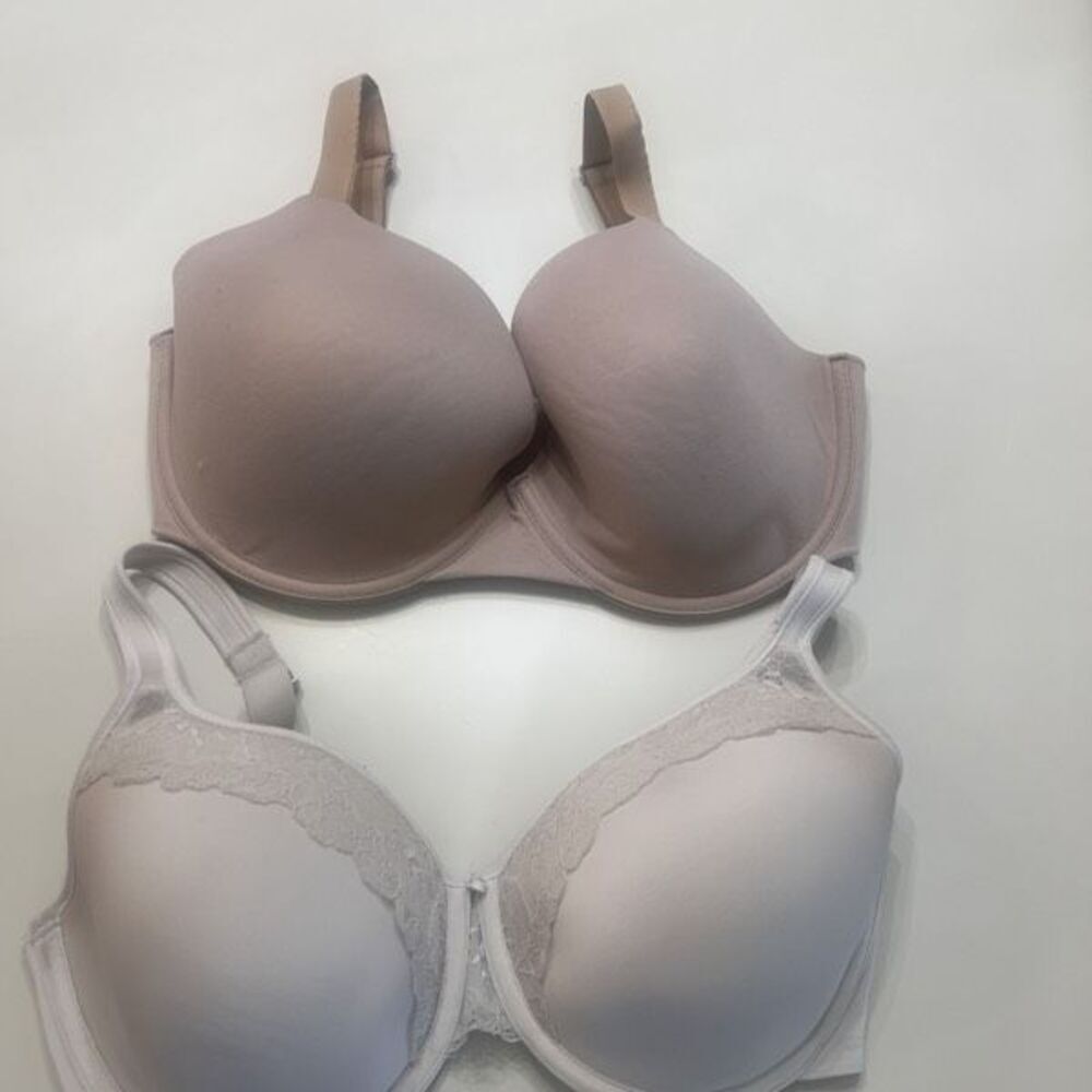 Lot of 2 Soma x Bali Women's Lace Enbliss Full Coverage Bra White Nude Size 34DD